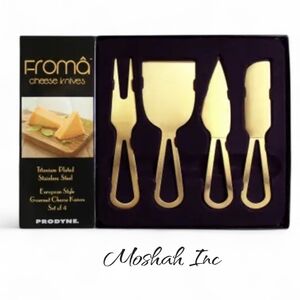 Prodyne Froma Cheese Knives, Set of 4, Stainless w/ Wood Handles, New in Box